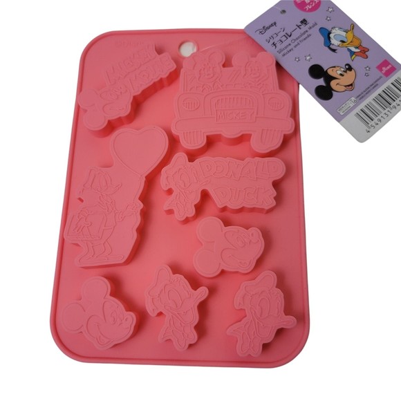 DAISO DISNEY MICKEY FRIENDS PINK CHOCOLATE SILICONE MOLD - Picture 1 of 8